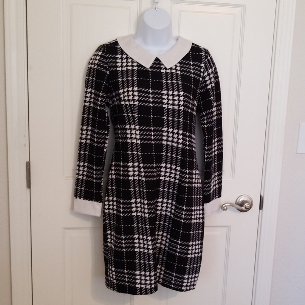 Yizoo Black & White Long Sleeve Dress